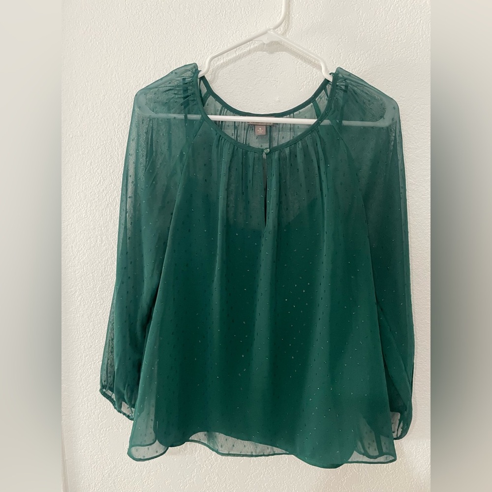 J. Crew green sheer top, size S